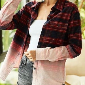 NWT BIBI BERRY OMBRÉ PLAID SHIRT IN SMALL